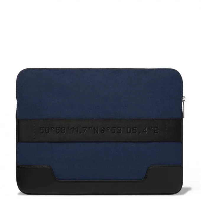 Bolso tipo cubo plano de cuero y lona
