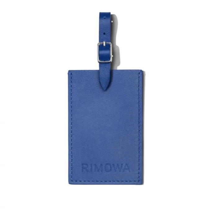 Etiquetas de equipaje personalizadas de cuero azul océano