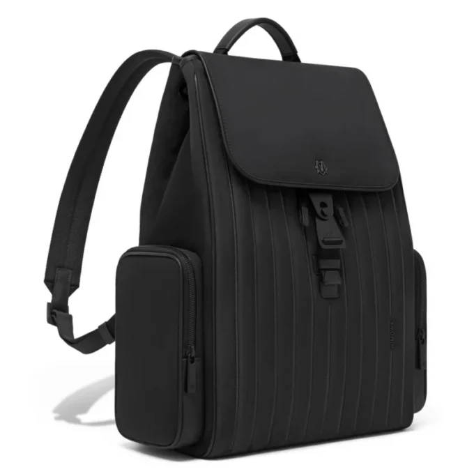 Flap grande en nailon y cuero Mochila