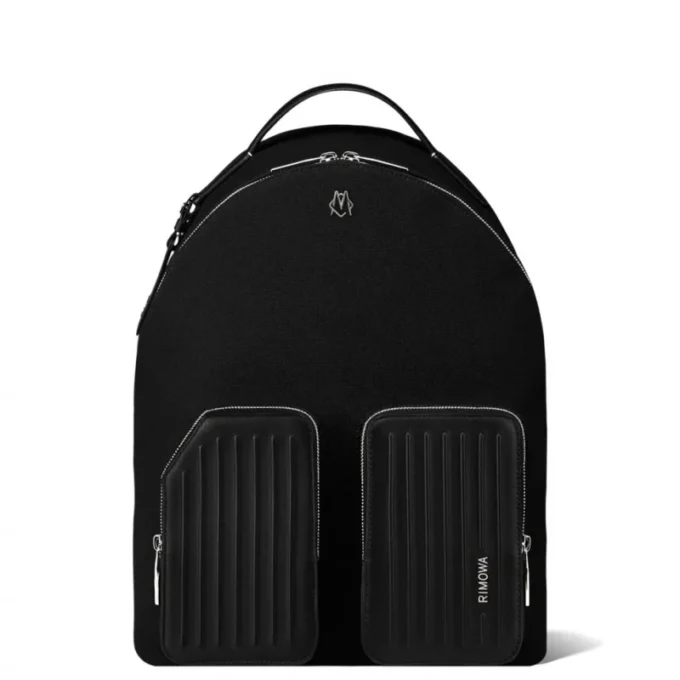Mochila mediana de cuero y lona