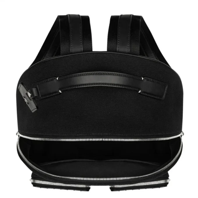 Mochila mediana de cuero y lona